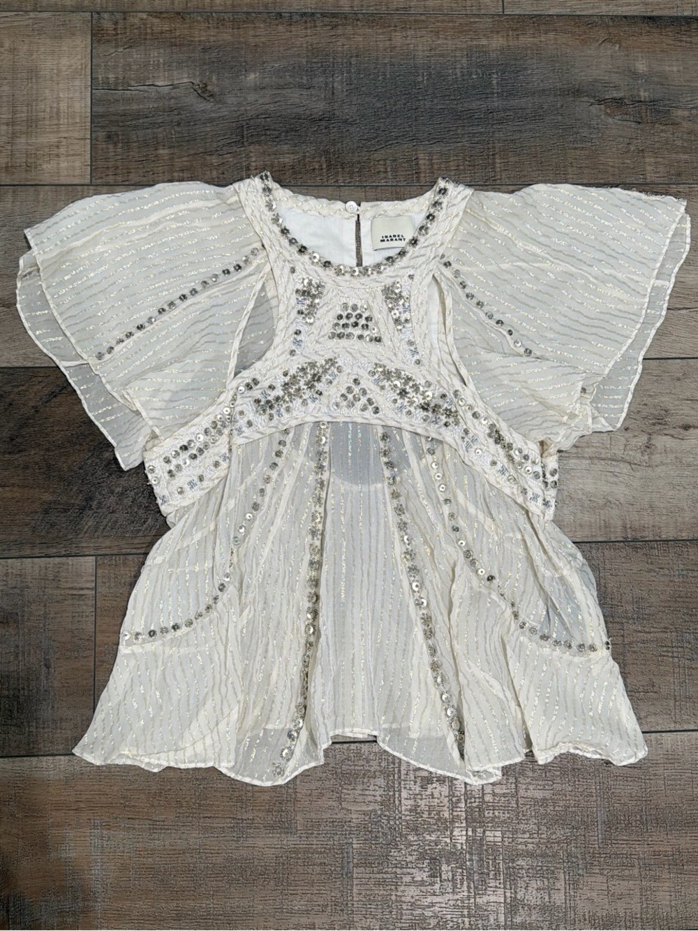 Isabel Marant Orna embroidered cutout silk chiffon top - Picture 4 of 12